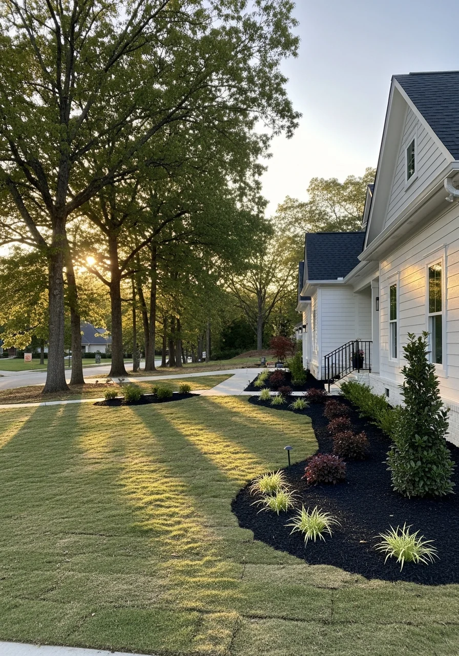 Hendersonville home exterior showing modern finishes and professional landscaping work.