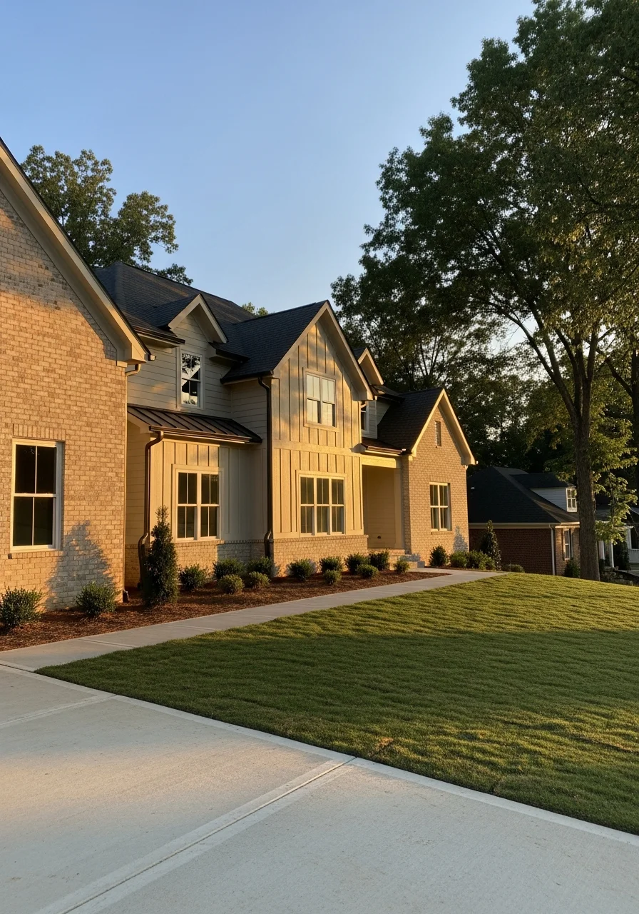 Nashville street-level view of a completed home project with professional finishing and landscaping.