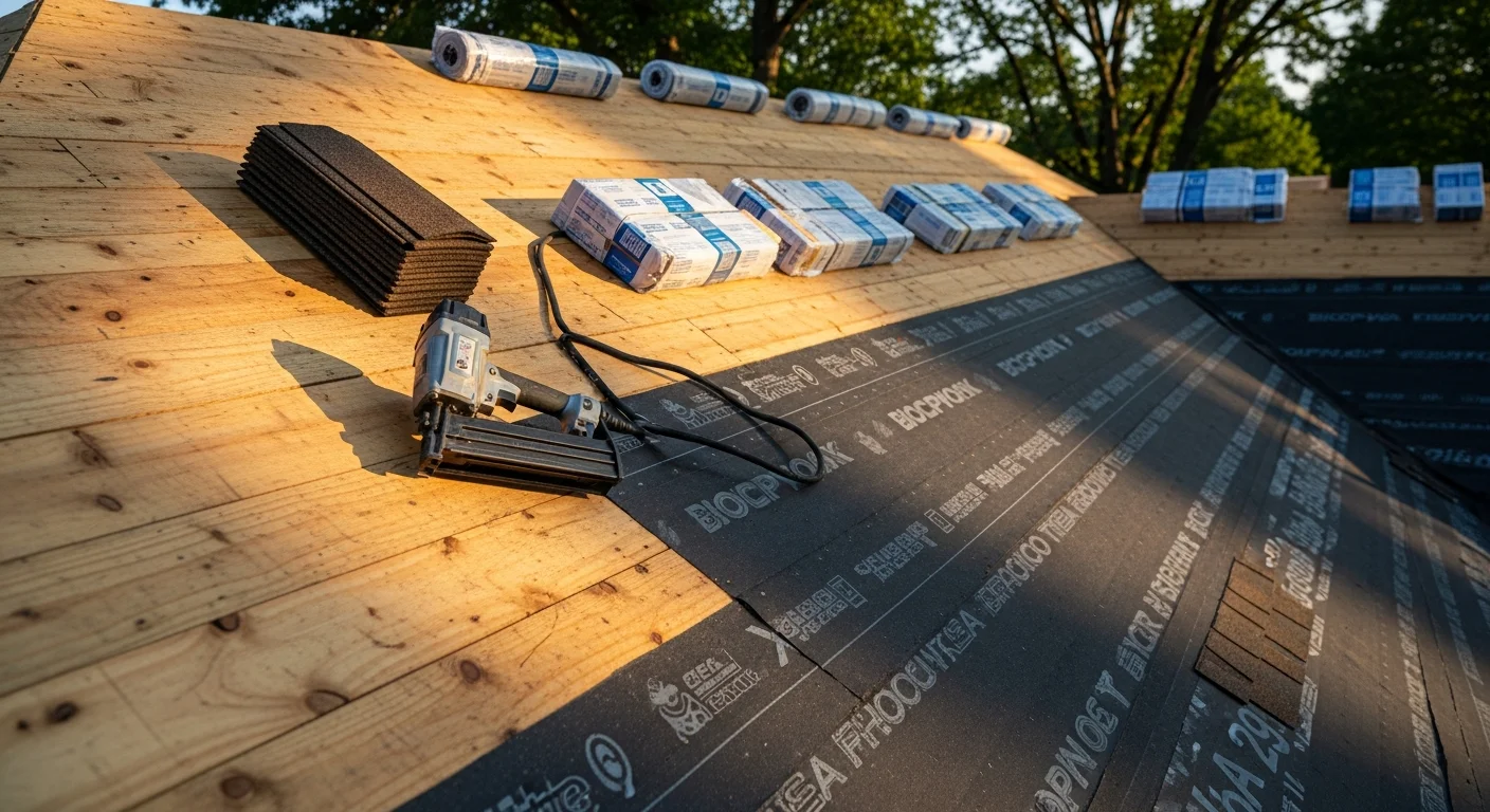 A newly installed residential roof on a Springfield, Illinois home with clean ridge lines and uniform shingles. The surrounding neighborhood reflects Central Illinois residential architecture typical of Sangamon County.